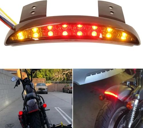 Miniatura 8 de MISS MOLY Señales de Giro LED Rojas para Motocicleta Luz Trasera Cafe Racer Parachoques Trasero Borde Freno Lente ahumado