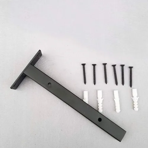 Miniatura 5 de Soporte de tubo rústico flotante, soporte de tubo cuadrado de hierro forjado oculto para pared en ángulo, para estantes, cocina, baño, oficina