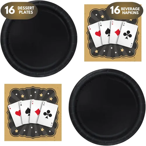 Miniatura 2 de HOME & HOOPLA Suministros mágicos para fiestas y tarjetas para fiestas nocturnas, tarjetas de mago, platos de postre de papel negro y servilletas