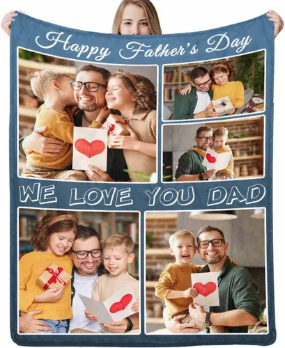 Miniatura 28 de Artsadd Manta personalizada con foto, mantas personalizadas para papá y abuelo, regalos del Día del Padre, manta conmemorativa para la familia