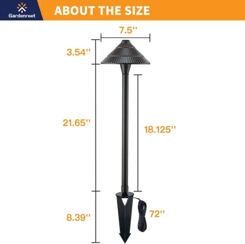 Miniatura 7 de Gardenreet Luces de camino de bajo voltaje de latón, luces LED de camino de paisaje, luces de patio al aire libre impermeables IP65, 12 V con cable