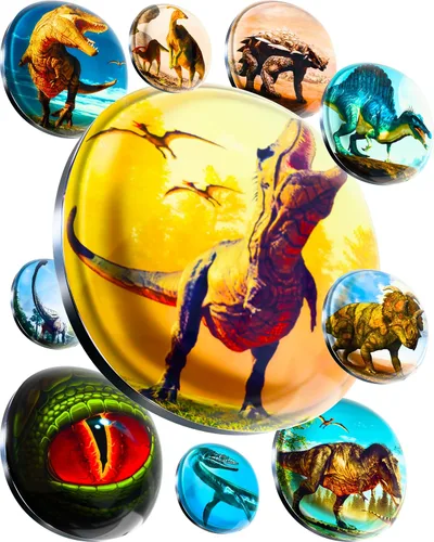 Miniatura 20 de Imanes de cristal súper lindos – Juego de multipack decorativo con agarre fuerte – Ideal para nevera, taquillas, fotos y notas Lindo dinosaurio