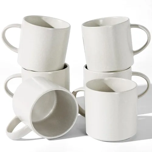 Miniatura 23 de famiware Juego de 6 tazas de café Nebula de 14 onzas, juego de tazas de cerámica con asa para café con leche, té, leche, capuchino, cacao, negro mate