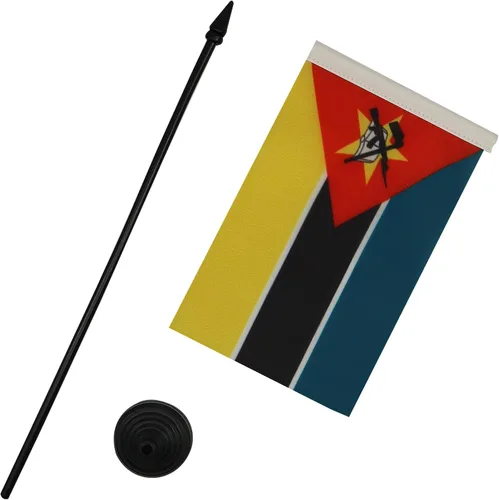 Miniatura 232 de AZ FLAG Sierra Leone Bandera de mesa 5'' x 8'' - Bandera de escritorio de Sierra Leona 21 x 14 cm - Bastón y base de plástico negro