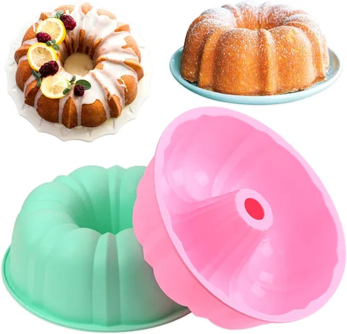 Miniatura 8 de HUAKENER 2 Pack Heart Fluted Cake Pan, 9 Inch Heart Cake Molds, Nonstick Silicone Cake Molds
