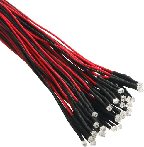 Miniatura 44 de 30 piezas de luces LED UV de 12 voltios, 3 mm, diodo emisor precableado, 20 cm, DC 12 V, lente transparente, luz LED ultravioleta, pequeñas lámparas