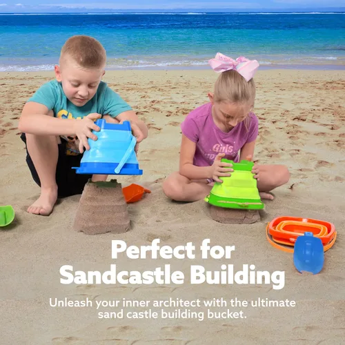 Miniatura 3 de Sloosh Paquete de 3 juguetes plegables de arena, cubo cuadrado plegable de silicona para playa con 3 palas para jugar en caja de arena, fiesta