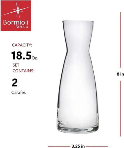 Miniatura 2 de Bormioli Rocco Ypsilon - Juego de 2 jarras de vidrio transparente de 18.5 onzas para servir agua, vino y bebidas, vasos modernos para mesa, comedor