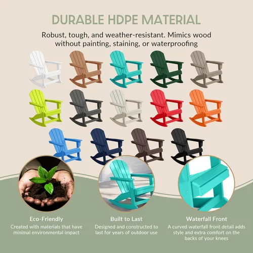 Miniatura 85 de WestinTrends Silla mecedora Malibu de poliéster para exterior/patio Adirondack, Negra