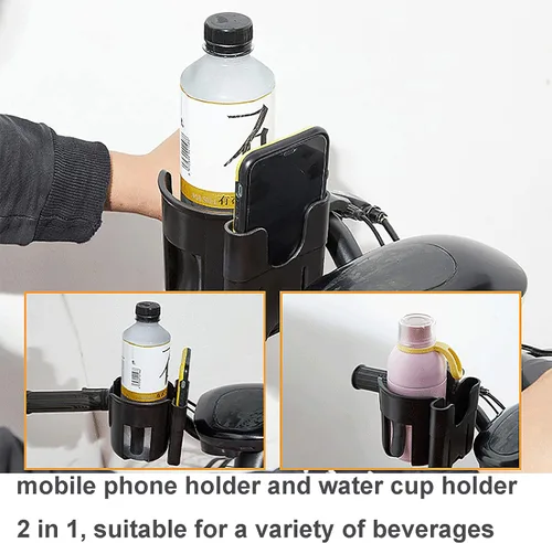 Miniatura 5 de Portavasos 2 en 1, organizador de cochecito con rotación de 360 grados - Bicicleta, cochecito, silla de ruedas, taza andadora, soporte