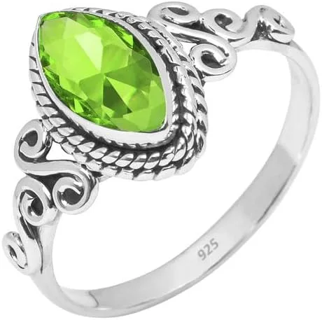 Miniatura 4 de Anillo de plata de ley 925 con piedras preciosas para mujeres y niñas, hecho a mano, anillo de promesa de piedras preciosas naturales, regalo