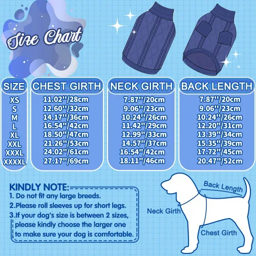 Miniatura 4 de Emust Suéter trenzado pequeño, trajes cálidos para otoño e invierno, trajes cálidos para perros pequeños y medianos, color azul rey, talla XXL