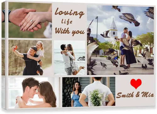 Miniatura 7 de DOARTDO Impresiones en lienzo personalizadas con tus fotos, collage personalizado de arte de pared para familia, boda, bebé, mascota, perro, marco 9