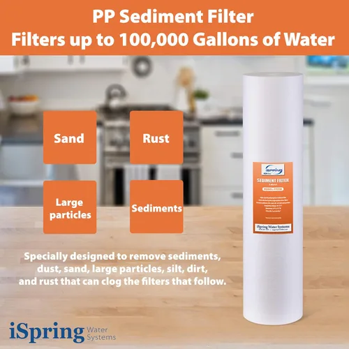 Miniatura 3 de iSpring F3WGB32BDS Paquete de repuesto de filtro de agua de 3 etapas de 4.5 x 20 pulgadas para toda la casa con filtros de agua de sedimentos
