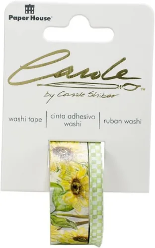 Paper House Productions Carole Shiber - Juego de 2 rollos de cinta adhesiva decorativa para álbumes de recortes y manualidades, girasoles suaves