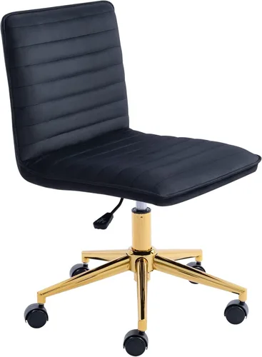 Miniatura 8 de Furniliving Silla de Escritorio para Oficina en Casa, Silla de Tocador sin Brazos con Ruedas de Terciopelo Suave Altura Ajustable, Cómodas Sillas
