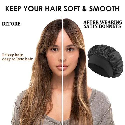 Miniatura 5 de Gorro de seda blanco para mujeres durmiendo, gorro de seda para dormir, trenzas de cabello rizado, gorra de satén grande para dormir, gorra de noche
