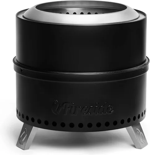 TURBRO Chimenea sin humo de 19 pulgadas para quemar leña al aire libre, estufa de camping portátil de acero inoxidable con soporte, bandeja de