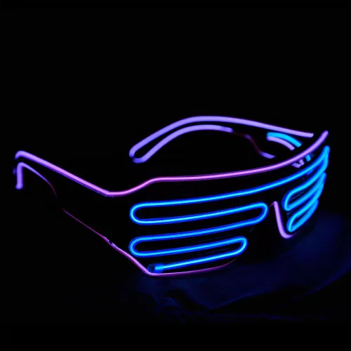Miniatura 3 de Gafas de LED de Aqua Led de Neón electroluminiscentes para fiestas y disfraces modelo RB03., Púrpura + Azul