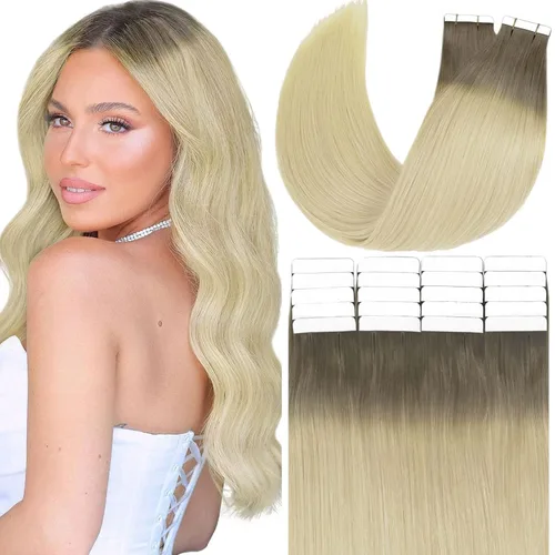 Miniatura 33 de Anrosa Extensiones de cabello humano real de 20 pulgadas, extensiones de cabello humano lacio de doble cara, color negro azabache, 1.76 oz, 20