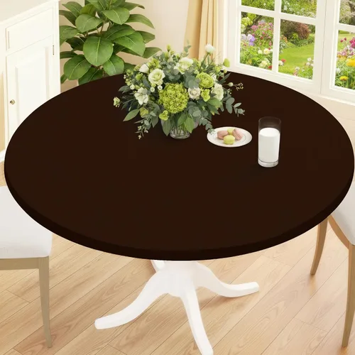 Miniatura 10 de Smiry Mantel Redondo de Spandex, Manteles Elásticos Ajustados Lavables para Mesas de 18"-24", Cubierta de Mesa de Pícnic Elástica Impermeable