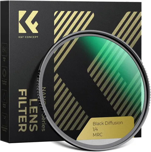 K&F CONCEPT Filtro de difusión negro de 67mm con efecto cinematográfico de niebla de 1/4, filtro con 28 capas de revestimiento multicapa, resistente