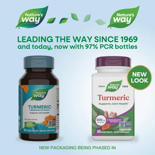 Miniatura 2 de Nature's Way Cúrcuma, extracto premium, apoya la salud de las articulaciones*, estandarizado al 95% de curcuminoides, 500 mg en porción, suplementos