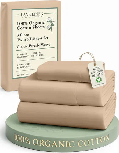 Miniatura 94 de LANE LINEN Sábanas 100% algodón orgánico para cama tamaño King, sábanas de percal suave, transpirables, de lujo, estilo hotelero, lavables a 09