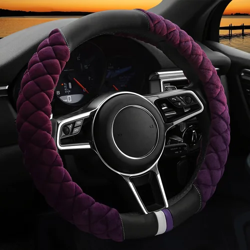 Miniatura 14 de Cxtiy Funda Universal para Volante de Automóvil Mullida de Felpa de Invierno para Volante (A-Negro)