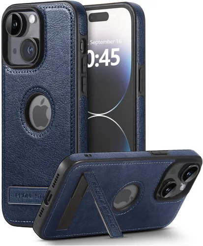 Miniatura 19 de Funda de cuero para iPhone 13 Pro, funda protectora delgada con función atril a prueba de golpes, soporte invisible integrado compatible con iPhone