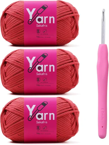 Miniatura 27 de Hilo de Crochet con Hilo de Algodón para Crochet – Hilos de Crochet Tejido para Principiantes con Puntadas Fáciles de Ver – Hilo para Crochet