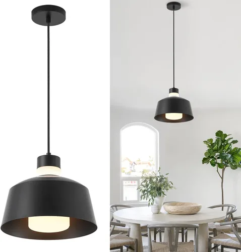 Miniatura 9 de ANYLOVE Macaron - Lámpara colgante de isla de cocina, lámparas colgantes rosas de 11 pulgadas con pantalla de vidrio esmerilado, altura ajustable
