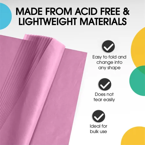 Miniatura 3 de Party Solids Papel de seda rosa para bolsas de regalo, papel de seda a granel de 20 x 30 pulgadas, 480 hojas, papel de periódico de 10 libras