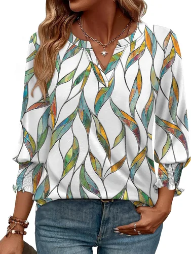 Miniatura 16 de WIHOLL 3/4 Length Sleeve Womens Tops Summer Shirts Spring Vacation Outfits Dressy Casual Trendy Fall S-3XL