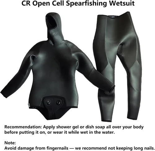 Miniatura 4 de Traje de neopreno de pesca submarina de 0.197 in con capucha, 2 piezas de camuflaje para caza, traje de buceo con almohadilla de pecho de carga