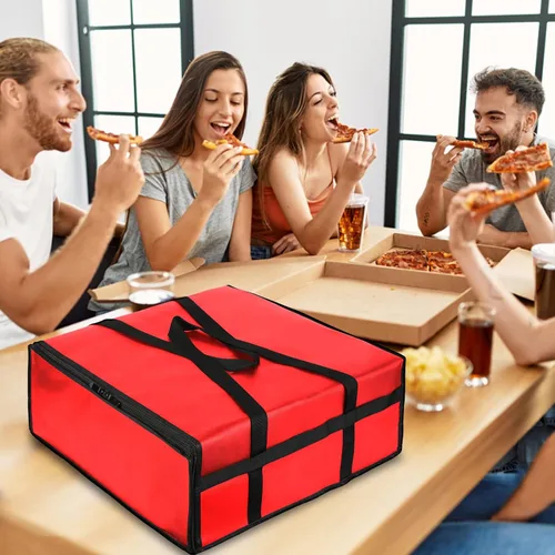 Miniatura 3 de musbus Bolsas Aisladas para Transportar Pizza Grandes para Entregas, Bolsa de Entrega de Pizza Aislada 50x50 para Uso Personal y Profesional Rojo