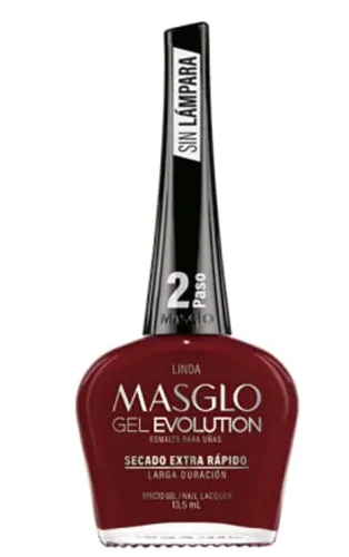 MASGLO GEL EVOLUTION - Esmalte de uñas efecto gel, no requiere lámpara UV/Led, duración hasta 12 días, 1 pieza de color LINDA - Gel Efecto sin