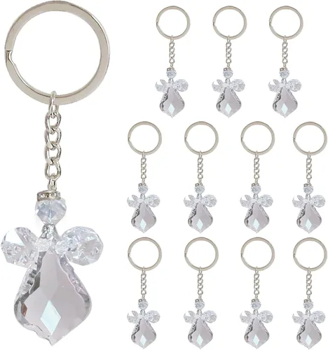 Llavero de ángel guardián de cristal bautizo recuerdo de fiesta (12 piezas) bautizo boda favor mi presentacion Llaveros de Cristal Hechos en México,