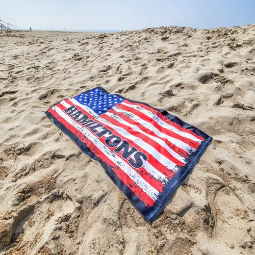 Miniatura 2 de IT'S A SKIN Toallas de playa personalizadas con tu nombre, orgullo estadounidense, estilo desgastado con la bandera de Estados Unidos para playa