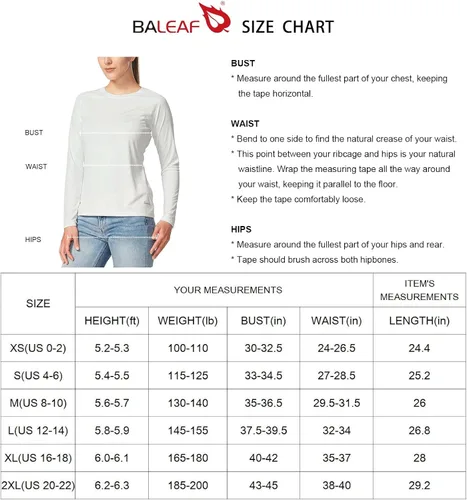 Miniatura 6 de BALEAF Camisas de manga larga para mujer, protección solar UPF50+, secado rápido, senderismo, pesca