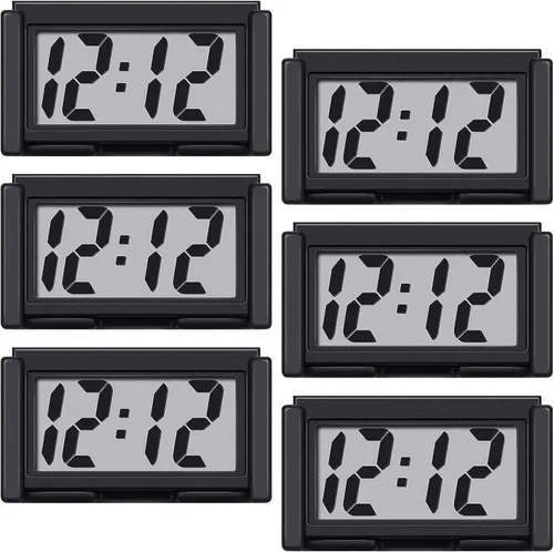 Miniatura 9 de Shudyear Reloj digital pequeño, con pantalla LCD gigante de hora y día, mini reloj digital pequeño para automóvil, funciona con pilas, para mesita