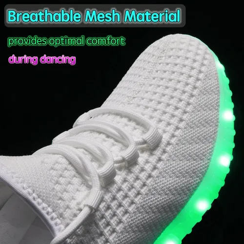 Miniatura 2 de Zapatos iluminados para mujeres y hombres, con carga USB, LED, para adultos, malla de Halloween, brillante, luminoso, entrenadores, bailando