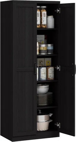 Miniatura 13 de HOMCOM Despensa de cocina de 2 puertas de 63", armario de almacenamiento independiente con estantería de 5 niveles y 2 estantes ajustables