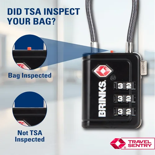 Miniatura 2 de Brinks TSA - Cerradura indicadora aceptada para equipaje, color negro, combinación reajustable, grillete largo de 2.5 pulgadas, llave TSA008 más
