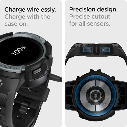 Miniatura 6 de Spigen Rugged Armor Pro - Correa diseñada para Samsung Galaxy Watch FE (2024), 5 de 1.575 in (2022), 4 de 1.575 in (2021) con protector de funda