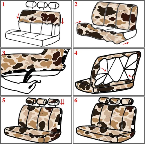 Miniatura 7 de Frienda Juego completo de 13 fundas de asiento de automóvil con estampado de camuflaje para mujeres y hombres, accesorios de automóvil de goma