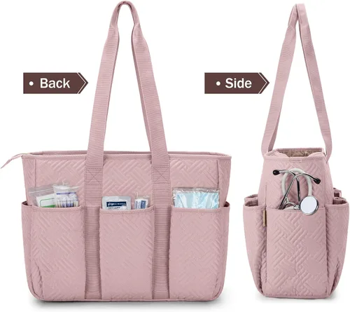 Miniatura 4 de Fasrom Bolsa de mano para enfermeras de trabajo, bolsa clínica para estudiantes de enfermería y personal de atención médica en el hogar, rosa