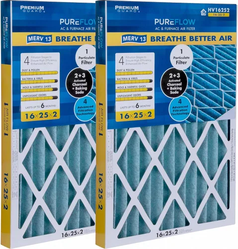 Miniatura 21 de PureFlow - Filtro de aire para horno doméstico de 12 x 12 x 1, con 4 capas de tecnología de filtración avanzada, MERV-13 paquete de 2