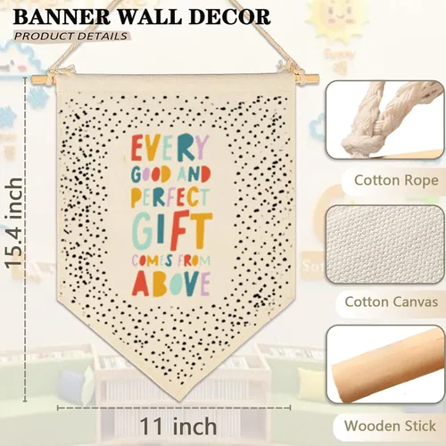 Miniatura 6 de Letrero de bandera con versículos bíblicos cristianos, regalo para bebés, recién nacidos, niños y niñas, banderines para decoración de pared, regalo