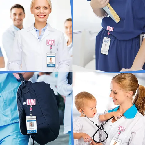 Miniatura 6 de Plifal Carrete de identificación LVN para enfermera retráctil con clip para tarjeta de identificación de enfermera licenciada y auxiliar